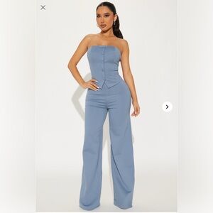 Fashion Nova Strapless Blue Jumpsuit new